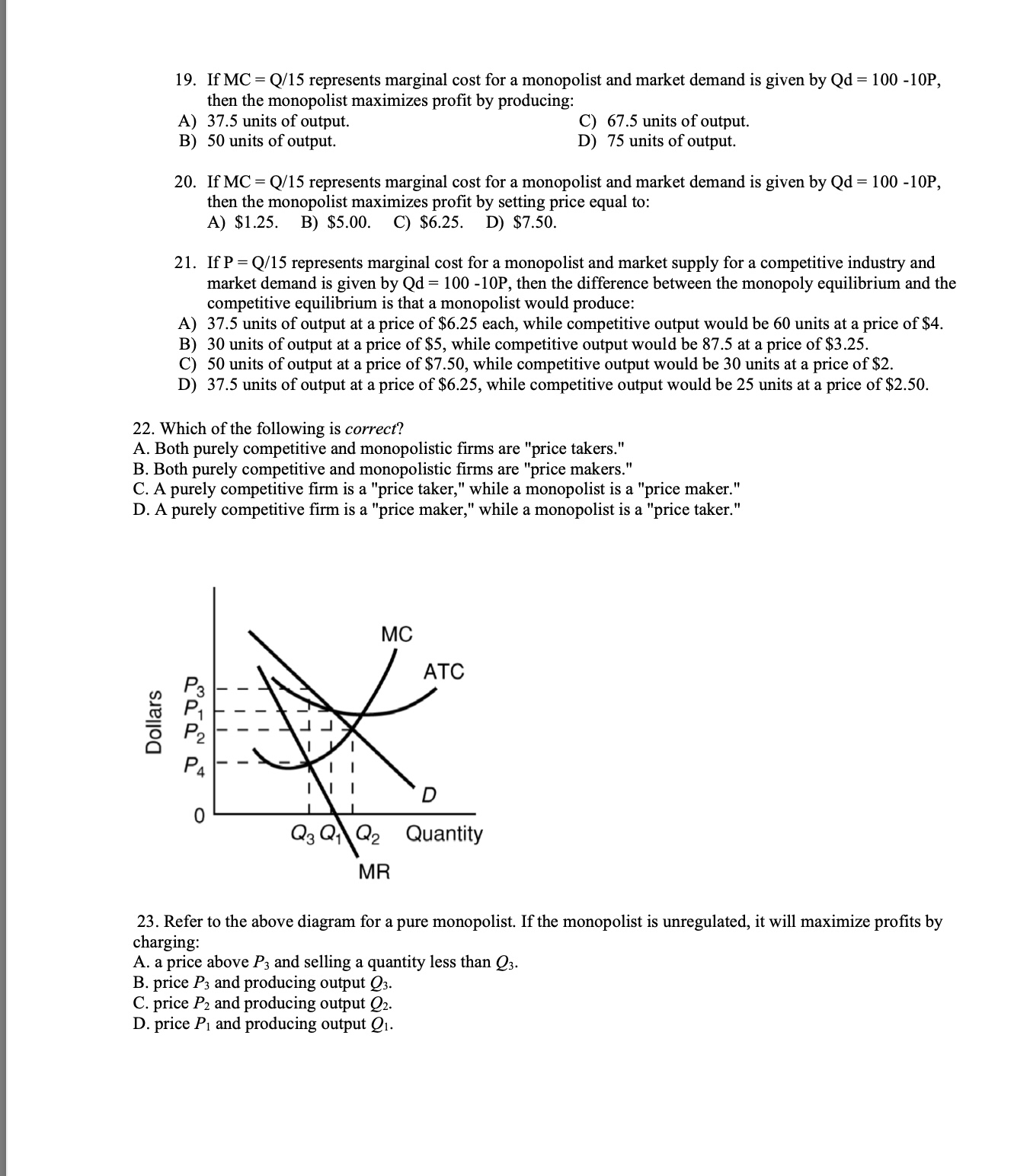 Solved If MC=Q15 ﻿represents marginal cost for a monopolist | Chegg.com