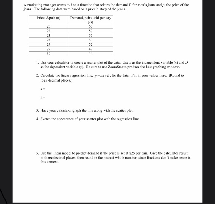 assignment for linear regression