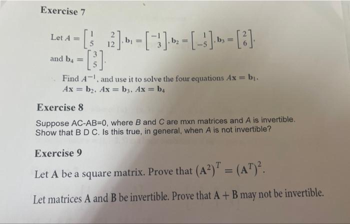 Solved EXERCISE 5. Let A And B Represent N×n Matrices. Show | Chegg.com