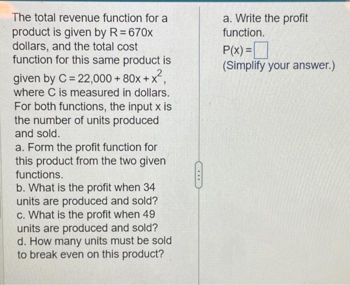 Solved The total revenue function for a product is given by | Chegg.com