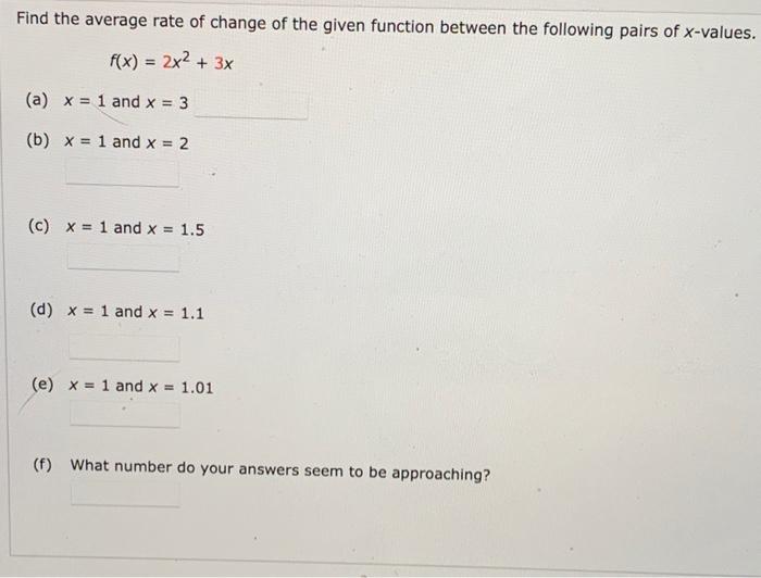 Solved Find the average rate of change of the given function | Chegg.com