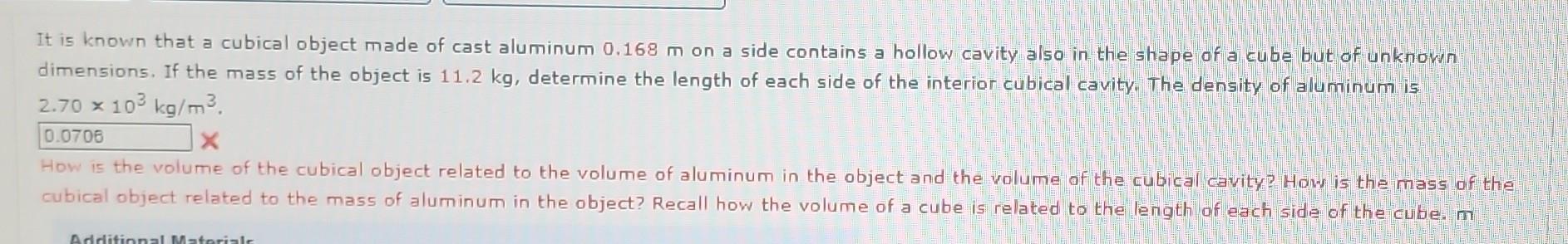 Solved It is known that a cubical object made of cast | Chegg.com