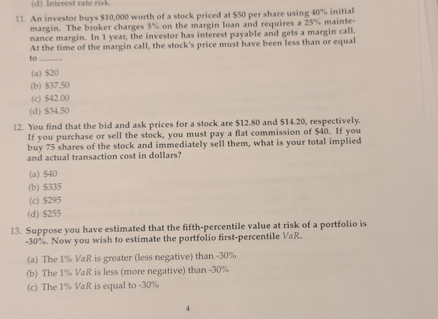 Solved 11. An investor buys $10,000 worth of a stock priced | Chegg.com