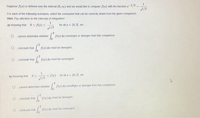 Solved Suppose f(x) is defined over the interval (0,∞) and | Chegg.com