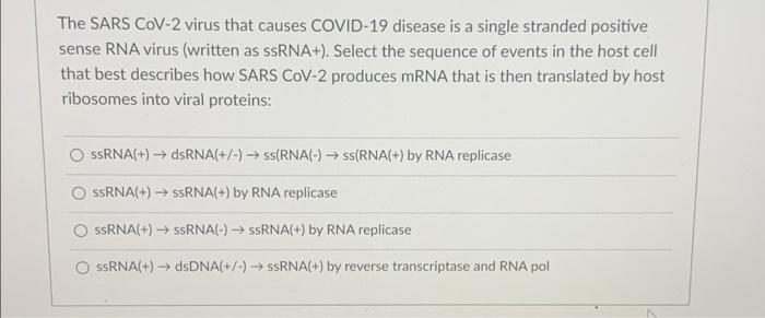 Solved The SARS COV-2 virus that causes COVID-19 disease is | Chegg.com