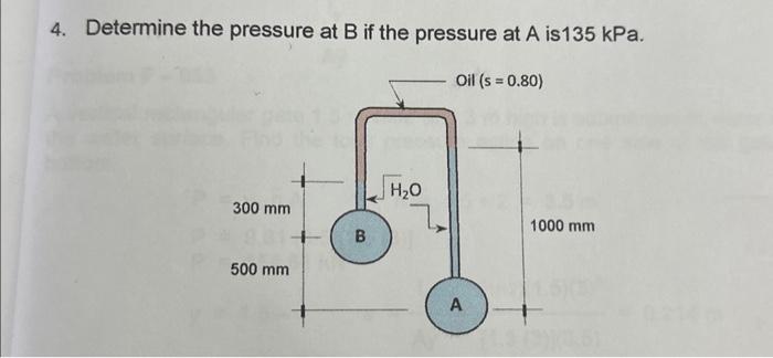 Solved 4. Determine The Pressure At B If The Pressure At A | Chegg.com