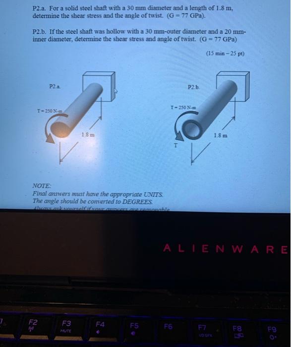 Solved P2.a. For a solid steel shaft with a 30 mm diameter | Chegg.com