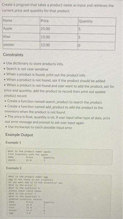 Solved Create a program that takes a product name as input | Chegg.com