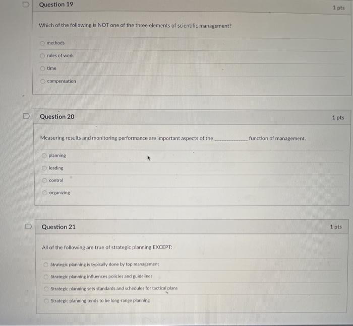 Solved Question 19 1 pts Which of the following is NOT one | Chegg.com