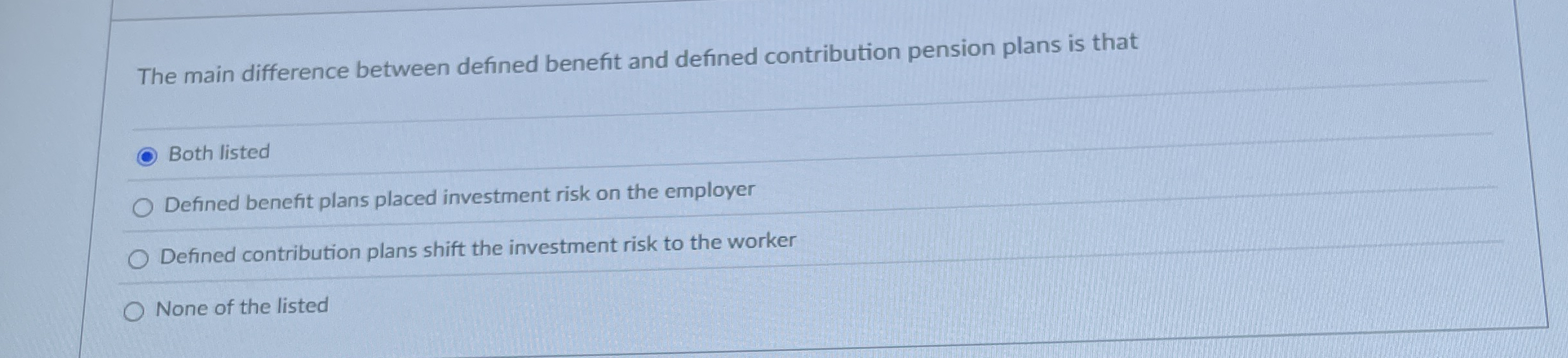 Solved The main difference between defined benefit and | Chegg.com