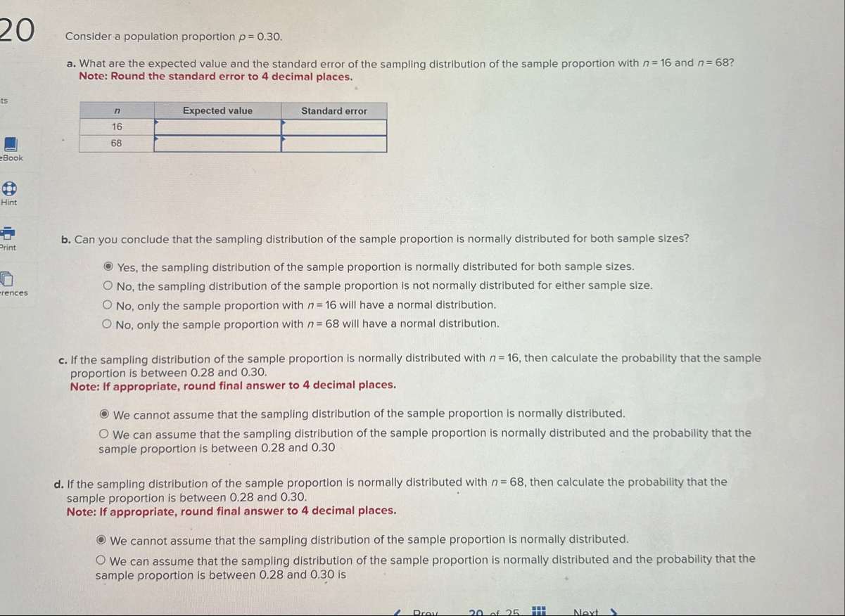 Solved Consider a population proportion p=0.30.a. ﻿What are | Chegg.com