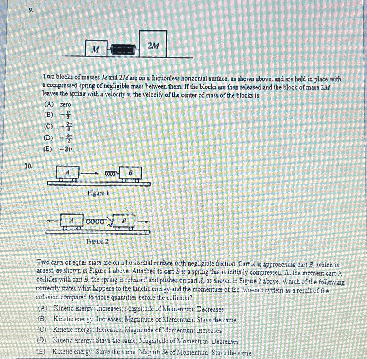 Solved Two blocks of masses M ﻿and 2M ﻿are on a frictionless | Chegg.com