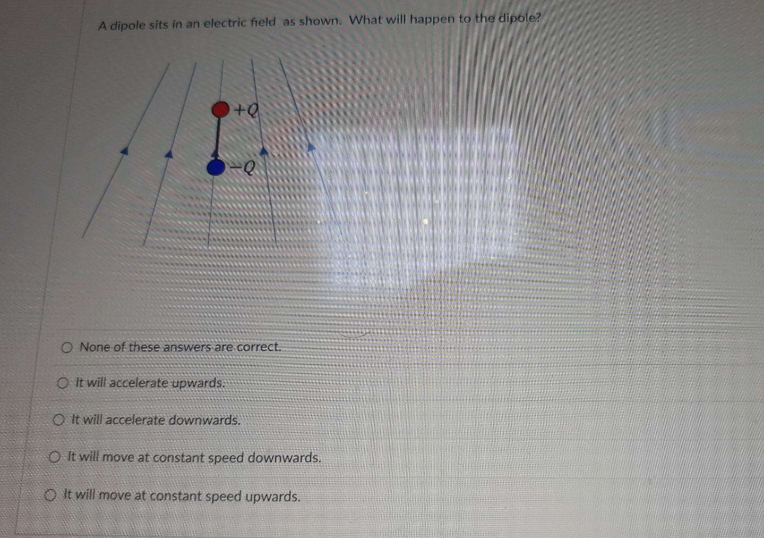 Solved A dipole sits in an electric field as shown. What | Chegg.com