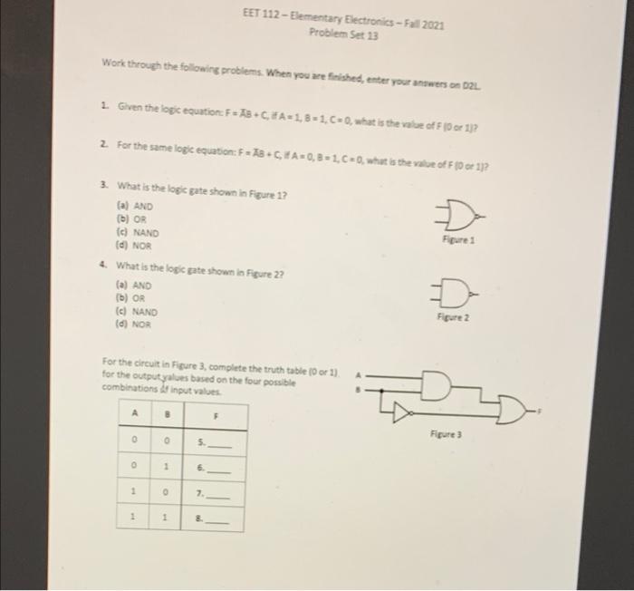 Solved EET 112 - Elementary Electronics - Fall 2021 Problem | Chegg.com