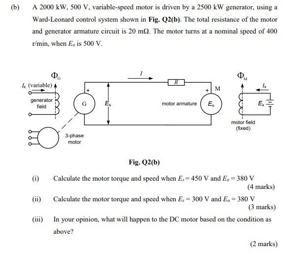 Solved (b) A 2000 kW, 500 V, variable-speed motor is driven | Chegg.com