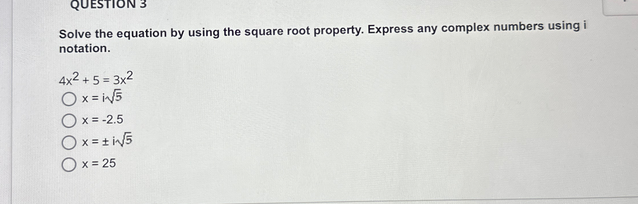 Solved Solve the equation by using the square root property. | Chegg.com