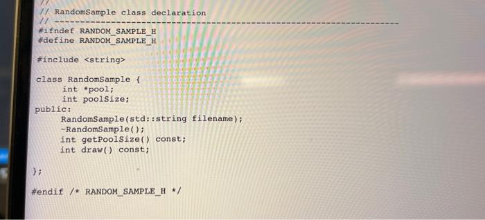 Random Sample Let 