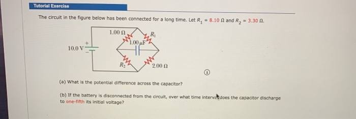 Solved Tutorial Exercise The circuit in the figure below has | Chegg.com