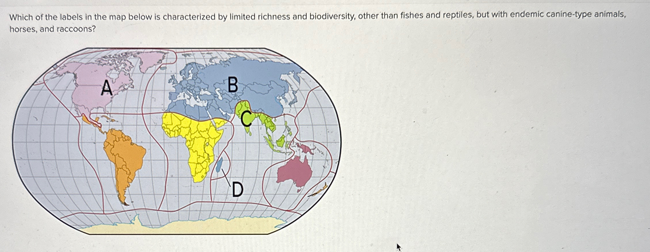 Solved Which of the labels in the map below is characterized | Chegg.com