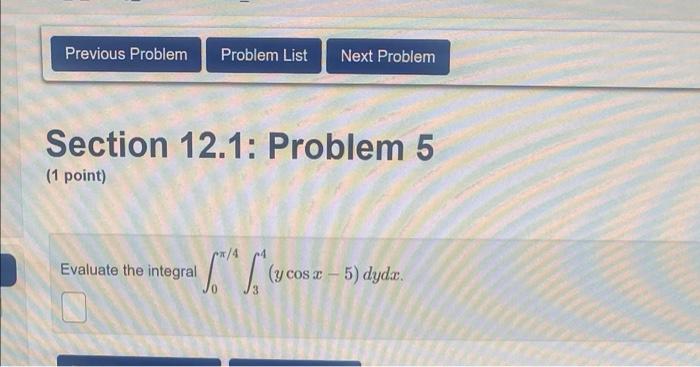 Solved Previous Problem Problem List Next Problem Section | Chegg.com