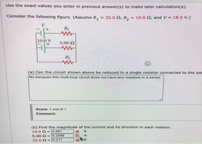 Solved Use the exact values you enter in previous answer(s) | Chegg.com