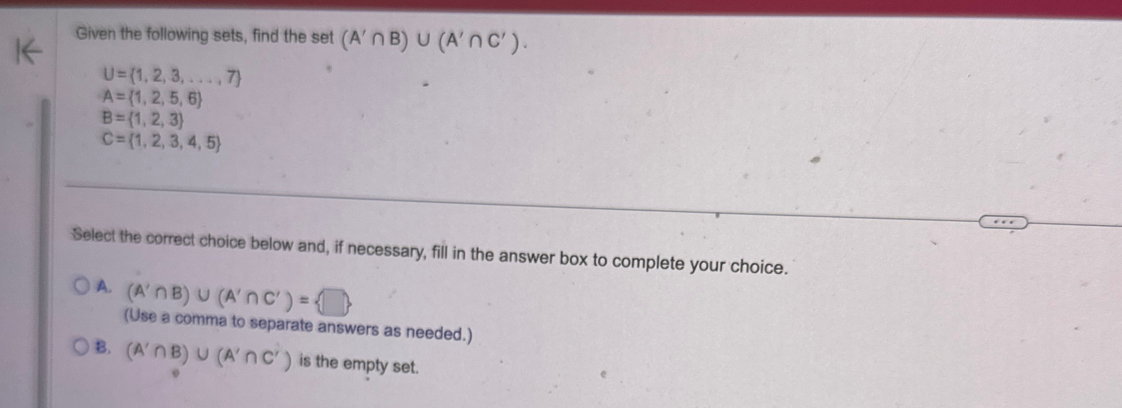 Solved Given The Following Sets, Find The Set | Chegg.com