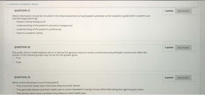 Solved Question Completion Status: 1 points Save Answer | Chegg.com