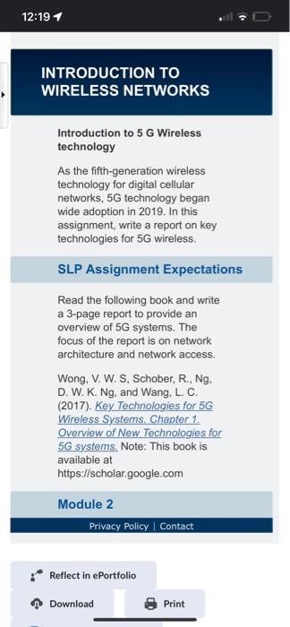 Solved INTRODUCTION TO WIRELESS NETWORKS Introduction to 5G | Chegg.com