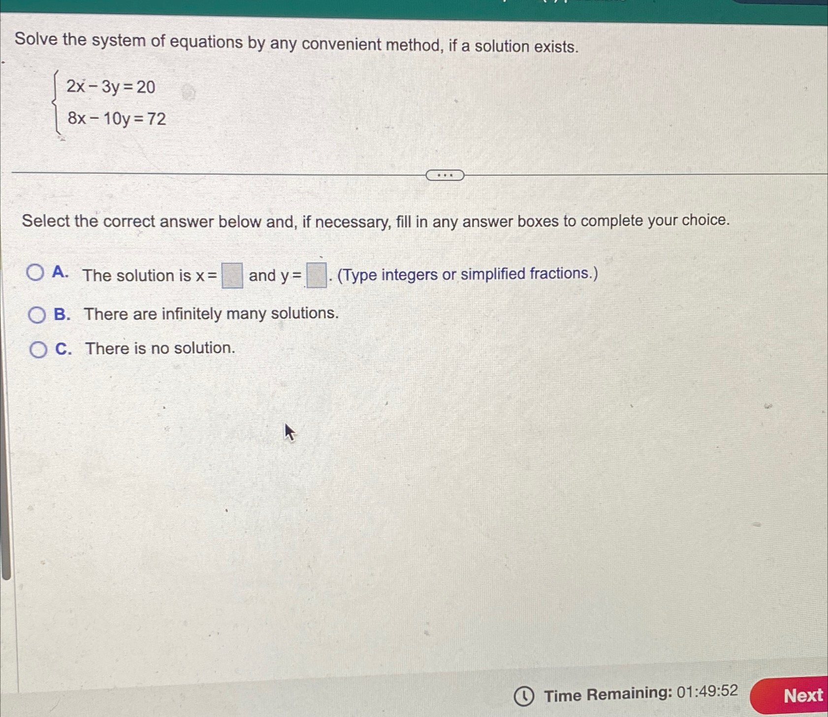 Solved Solve the system of equations by any convenient | Chegg.com