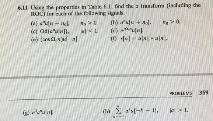 Solved 6 11 Using The Properties In Table 6 1 Find The Z Chegg Com