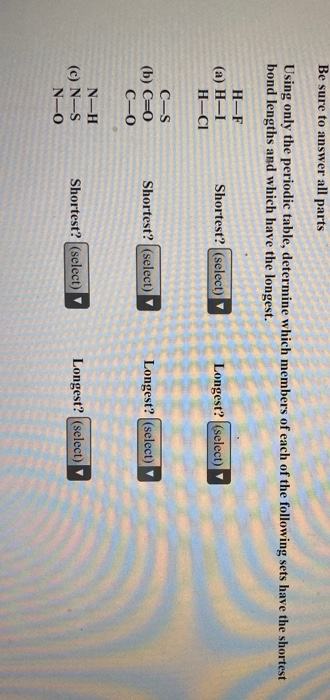 Solved Be sure to answer all parts Using only the periodic | Chegg.com