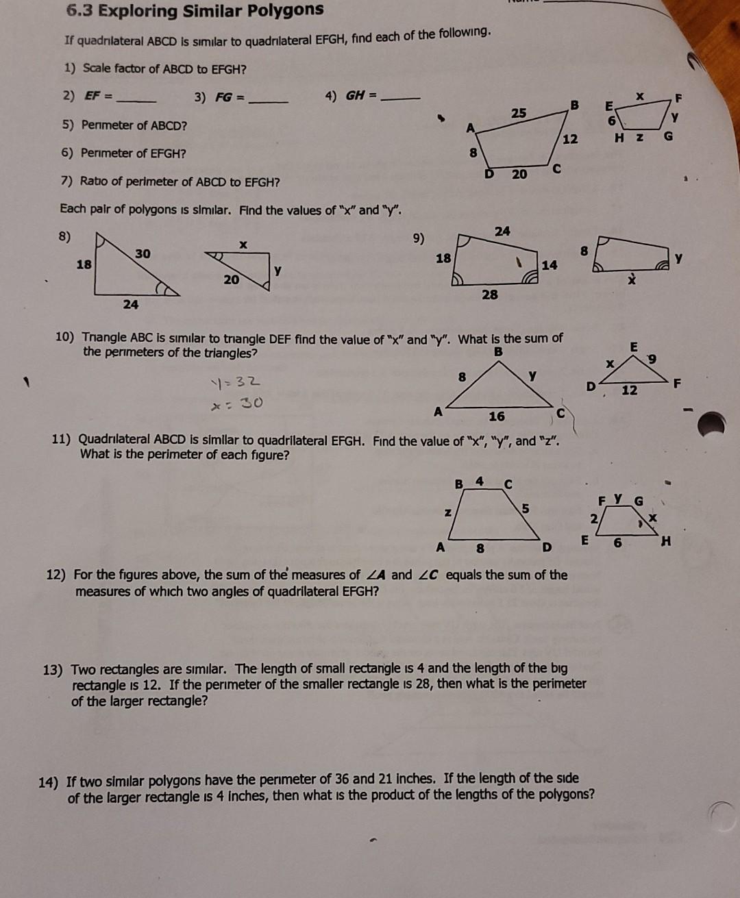 Solved 22.22 Exploring Similar Polygons If quadrilateral ABCD With Regard To Similar Figures Worksheet Answer Key