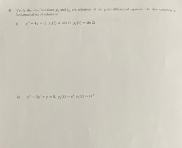 Solved Verify That The Functions Y1 And Y2 Are Solutions Of