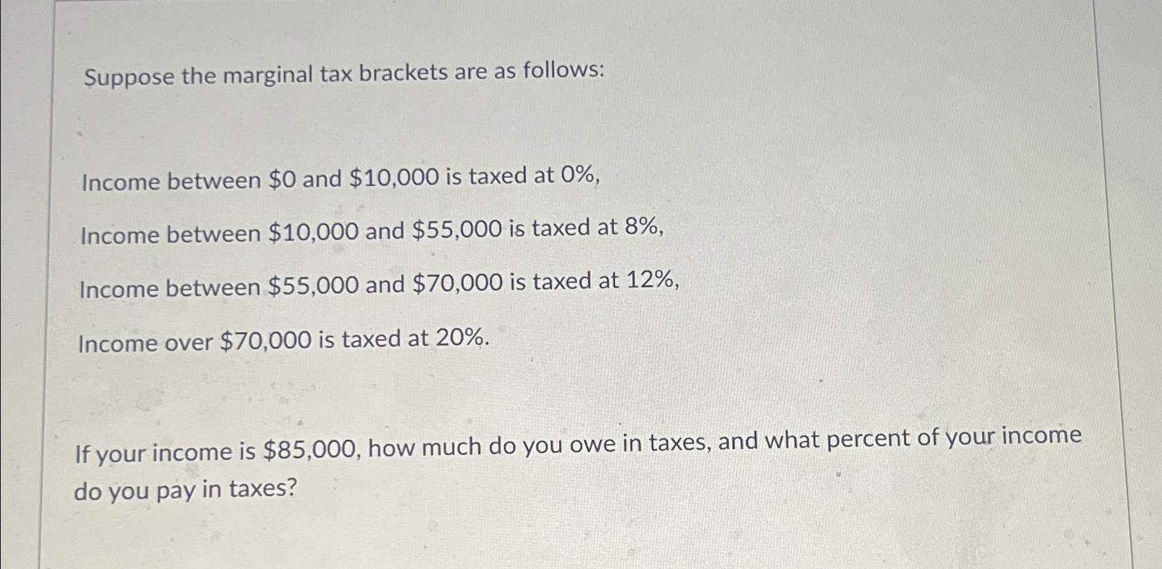 Solved Suppose the marginal tax brackets are as | Chegg.com