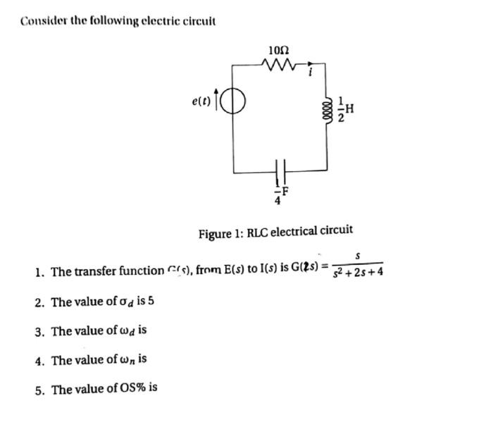 Solved Consider The Following Electric Circuit Figure 1: RLC | Chegg.com