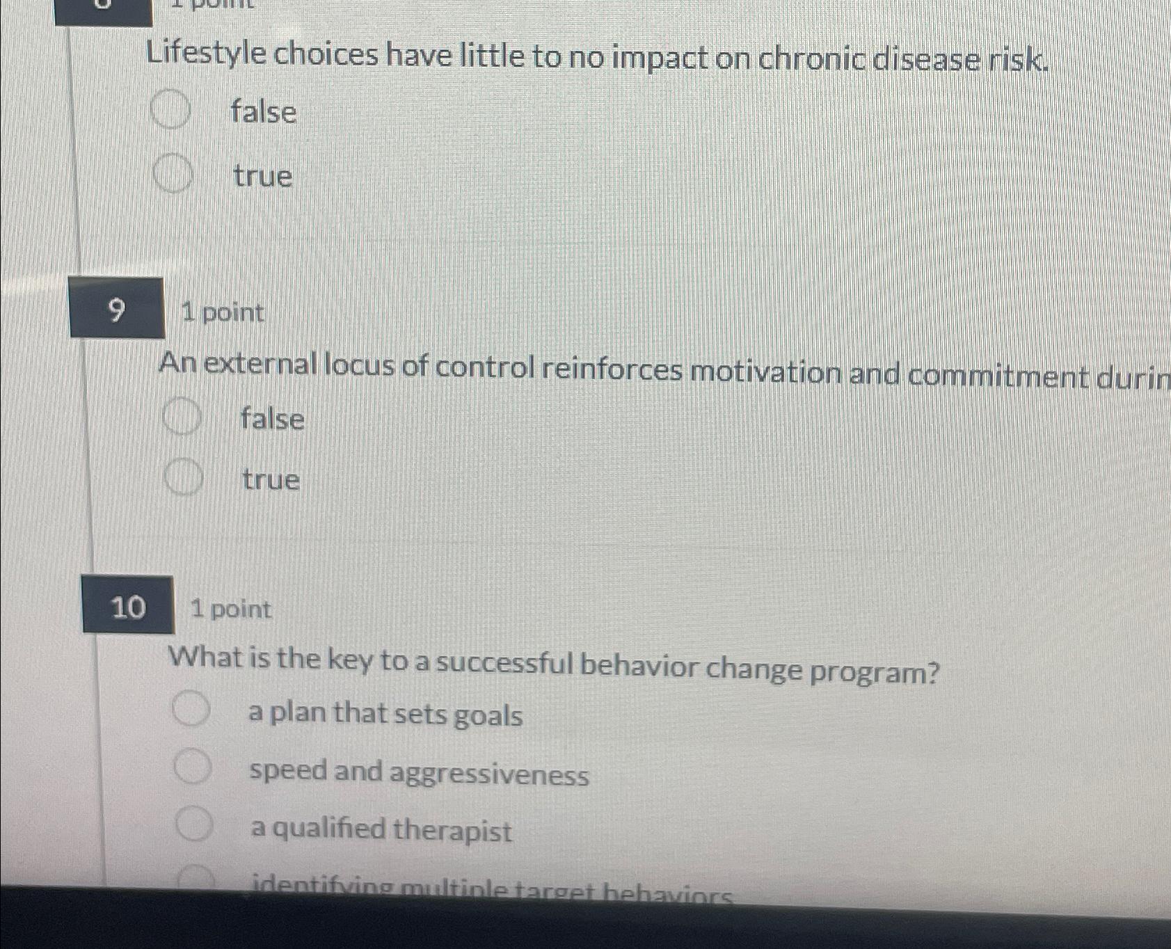 Solved Lifestyle Choices Have Little To No Impact On Chronic | Chegg.com