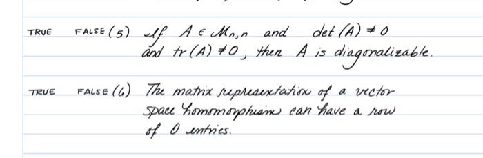 Solved linear algebra problems ....true or false...please | Chegg.com