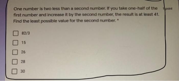 Solved One number is two less than a second number. If you | Chegg.com