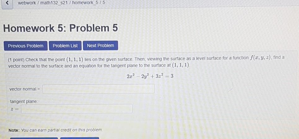Solved Homework 5: Problem 9 Previous Problem Problem List | Chegg.com