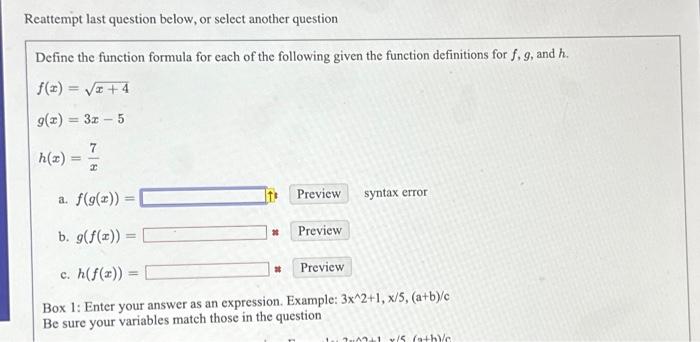 Solved Reattempt last question below, or select another | Chegg.com