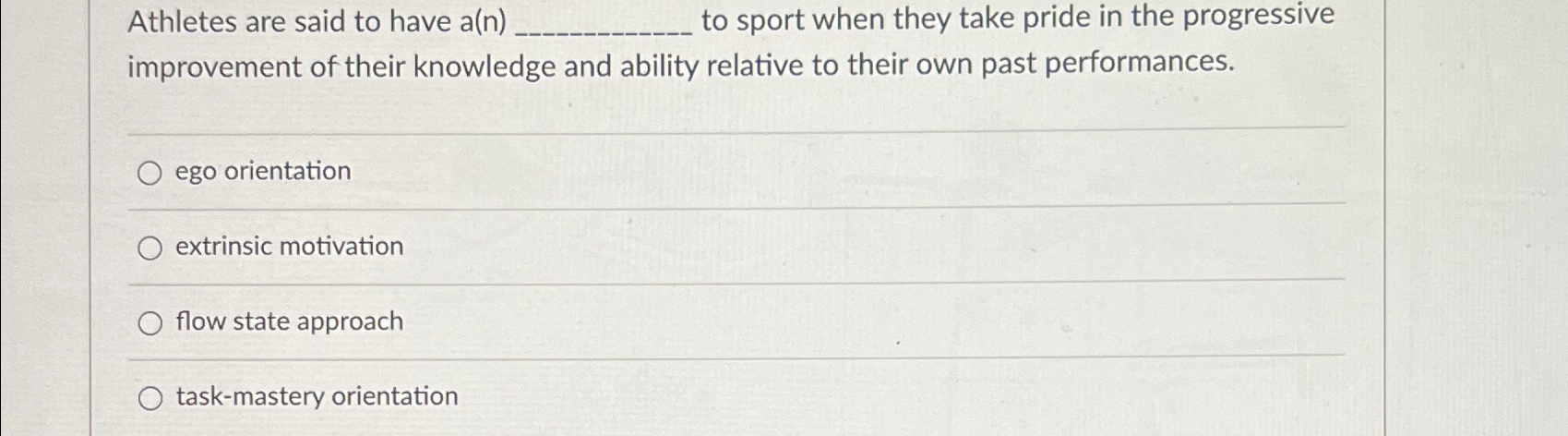 Solved Athletes are said to have a(n) q, ﻿to sport when they | Chegg.com