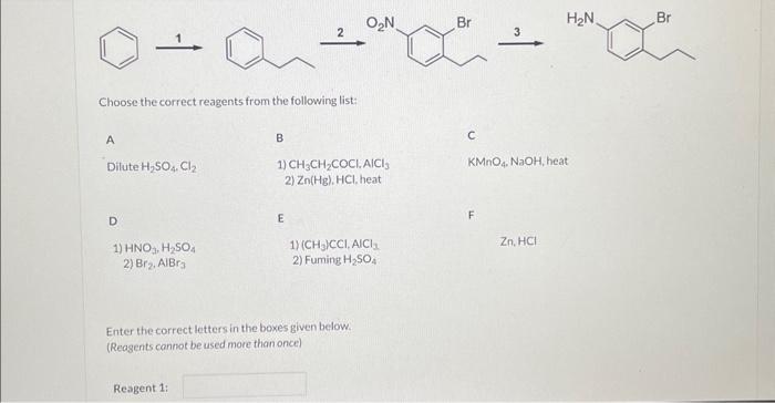 Solved Choose the correct reagents from the following list: | Chegg.com