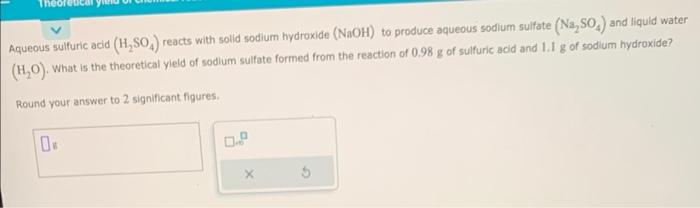 Solved Aqueous sulfuric acid (H2SO4) reacts with solid | Chegg.com