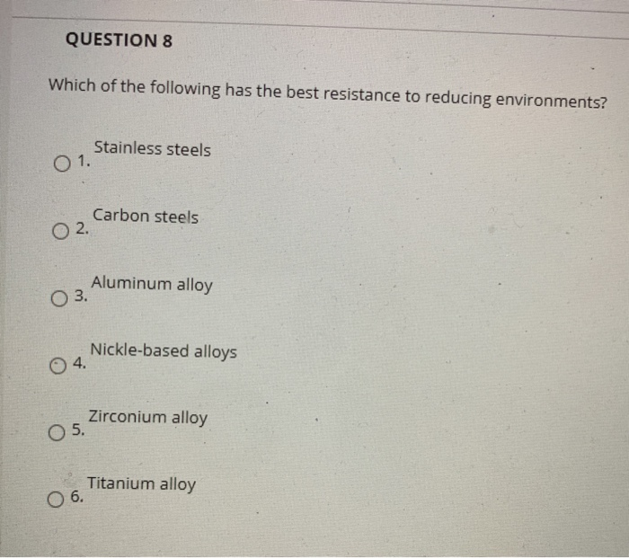 Solved QUESTION 8 Which Of The Following Has The Best | Chegg.com