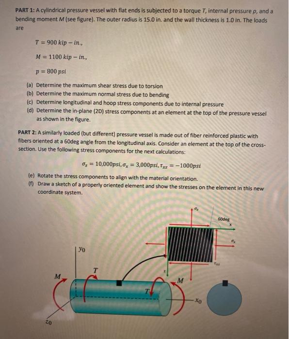 Solved PART 1: A cylindrical pressure vessel with flat ends | Chegg.com