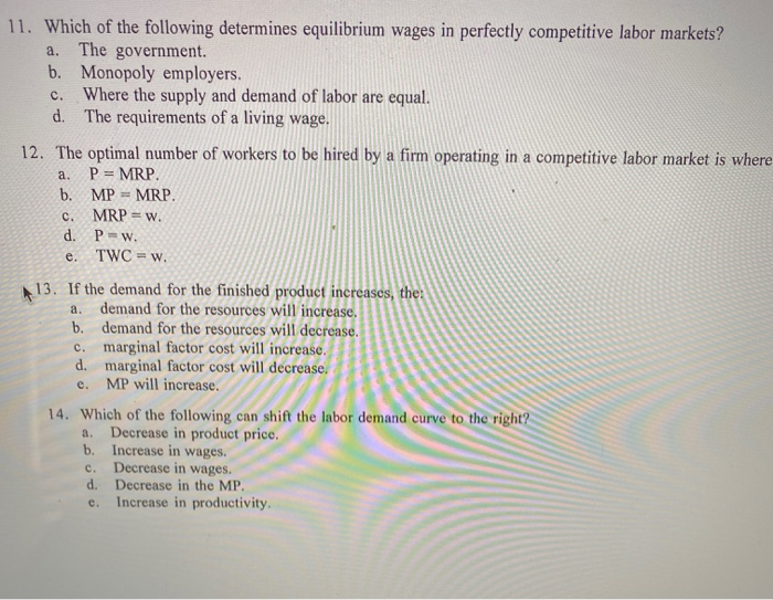 Solved 11 Which Of The Following Determines Equilibrium Chegg Com