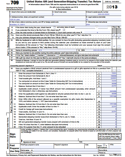 Federal T Tax Form 709 My Bios 1815