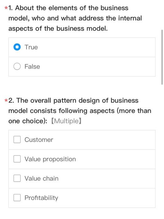 Solved ⋆1. About the elements of the business model, who and | Chegg.com