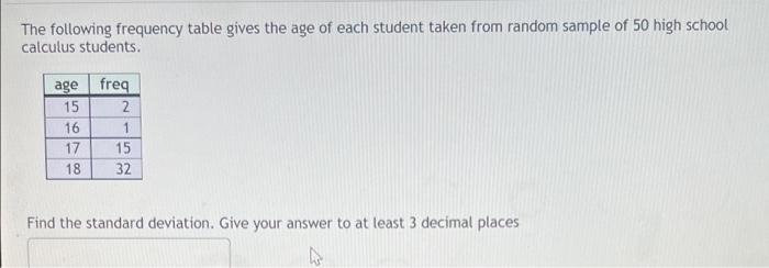 Solved The following frequency table gives the age of each | Chegg.com