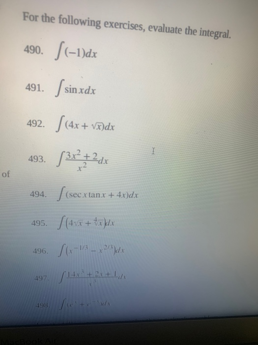 Solved For the following exercises, evaluate the integral. | Chegg.com